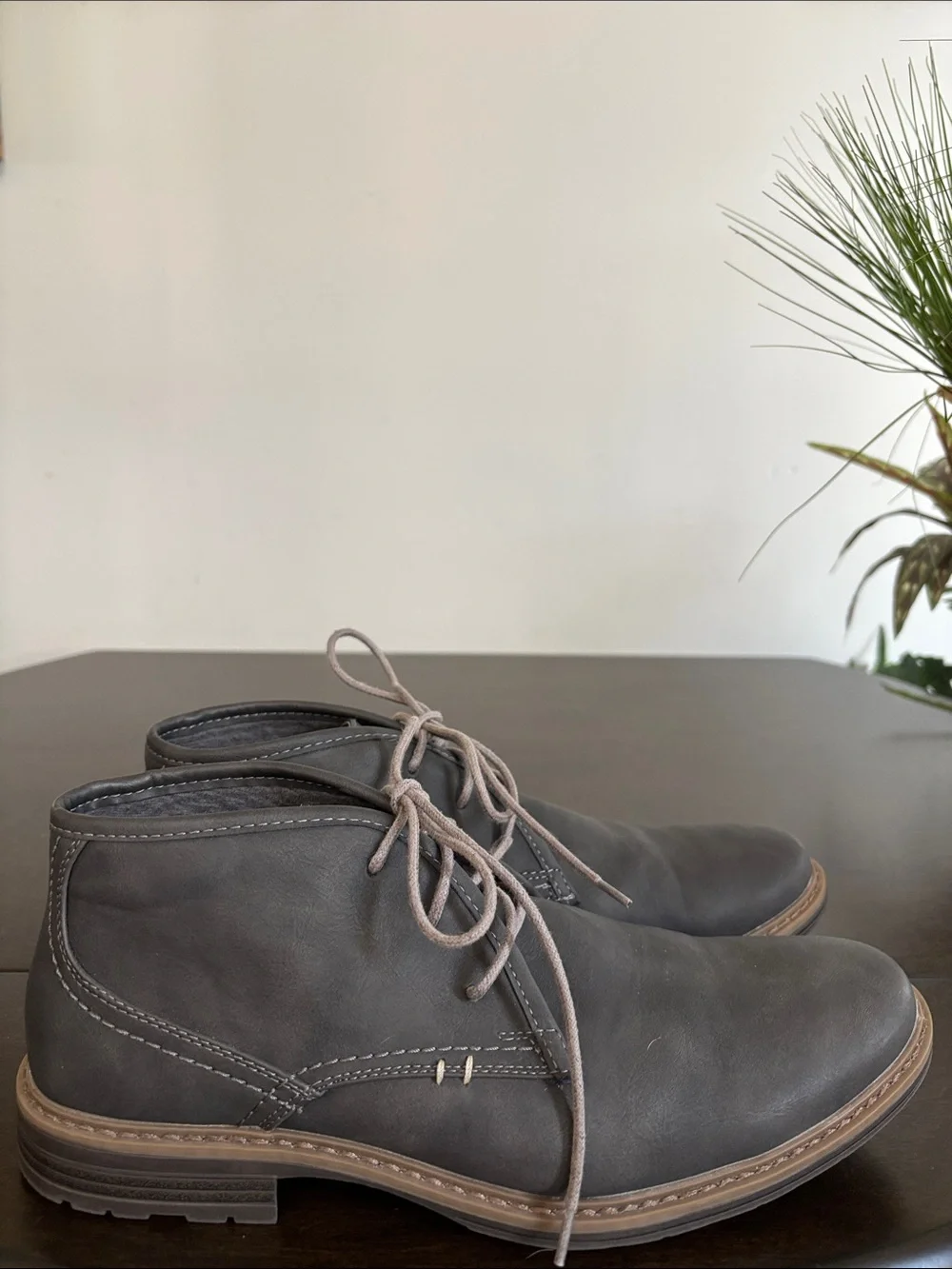 Men's Varese Charcoal Chukka Boots - Lace-Up Casual Size 9.5